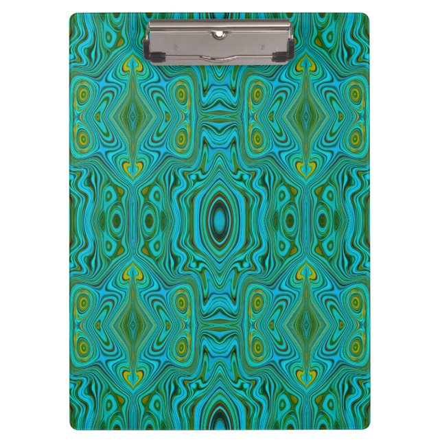Pranchetas Padrão de Abstrato do Trippy Retro Turquoise Chart (Frente)