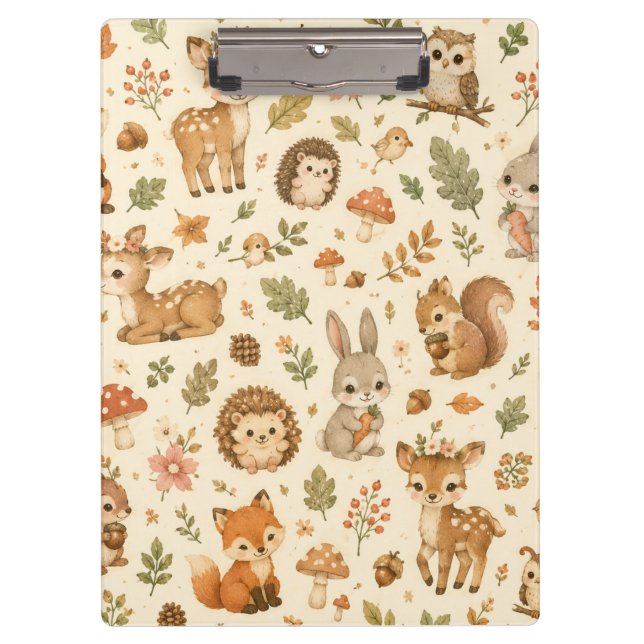 Pranchetas Padrão de aquarela de animais da floresta de madei (Frente)