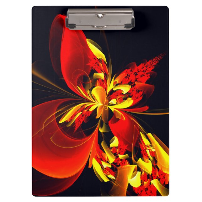 Pranchetas Padrão de Arte Abstrata Floral Amarelo Vermelho Mo (Frente)