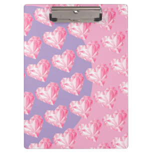 Pranchetas Padrão de Coração de Diamante Rosa – Design Fofo e