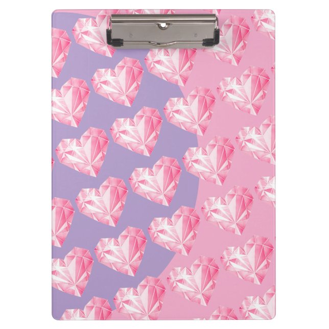 Pranchetas Padrão de Coração de Diamante Rosa – Design Fofo e (Frente)