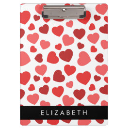 Pranchetas Padrão De Corações, Corações Vermelhos, Seu Nome