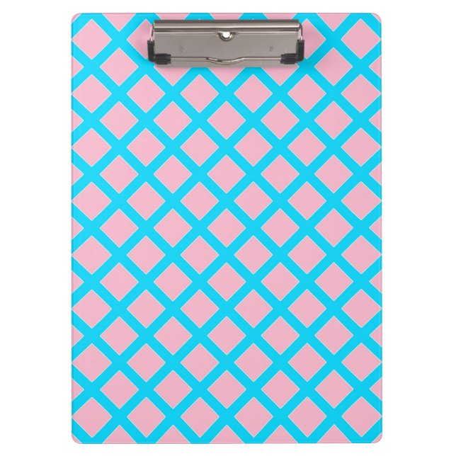 Pranchetas Padrão de Diamantes Rosa Pastel e Azul (Frente)