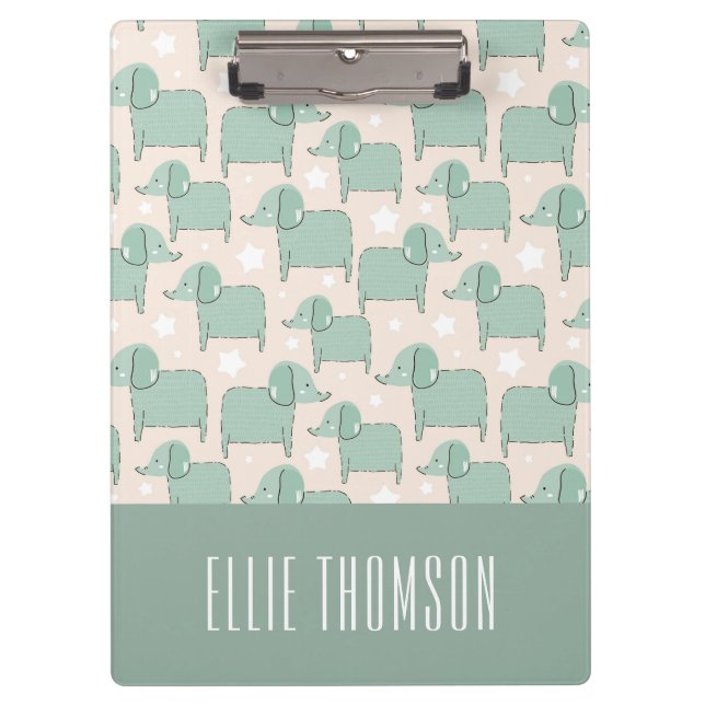 Pranchetas Padrão de Elefante Verde-Feno Personalizado (Frente)