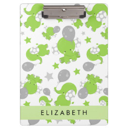 Pranchetas Padrão De Elefantes Verdes, Estrelas, Seu Nome