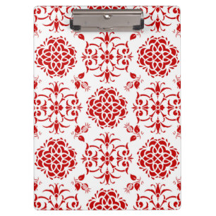 Pranchetas Padrão de estilo damasco floral vermelho e branco