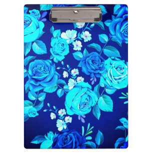 Pranchetas Padrão de Flores de Rosa Azul Clássico-87600