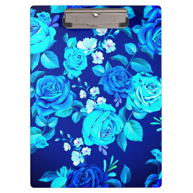 Pranchetas Padrão de Flores de Rosa Azul Clássico-87600 (Frente)