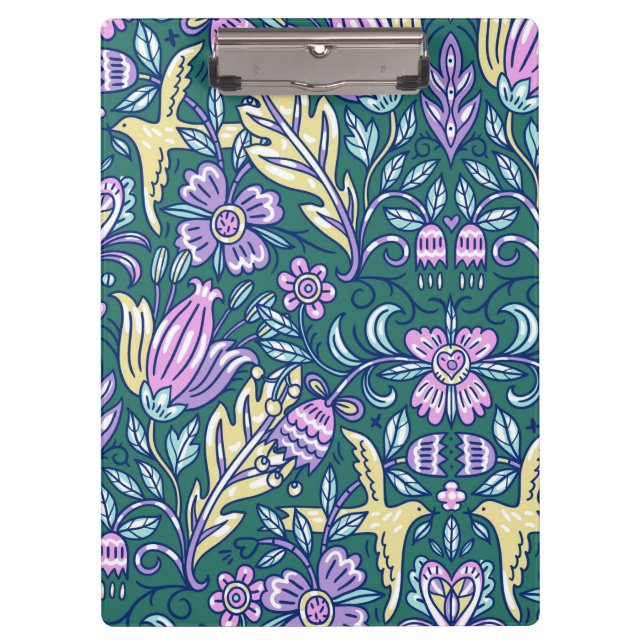 Pranchetas Padrão de Flores e Pássaros em Estilo Antigo (Frente)