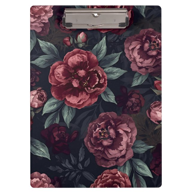 Pranchetas Padrão de Flores Mal-humoradas Aquarela Vermelho E (Frente)