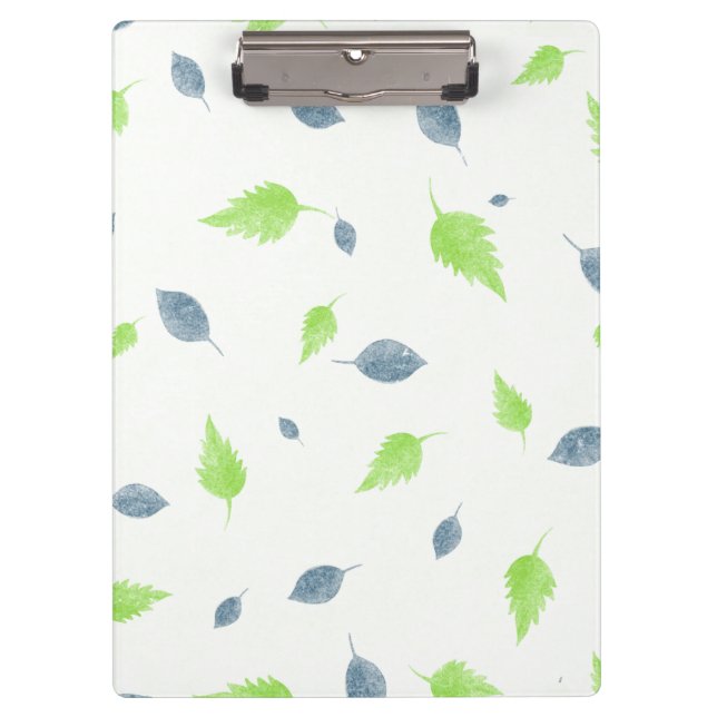 Pranchetas Padrão de Folhas Azul e Verde (Frente)