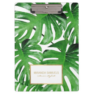 Pranchetas Padrão de Folhas Tropicais de Monstera de Aquarela