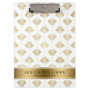 Pranchetas Padrão de Folhetos de Arte-Deco Dourado e Branco