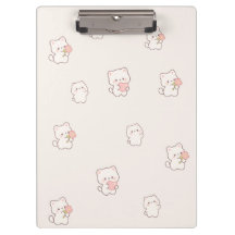 Padrão de Gato Branco Fofo – Corações e Flores Kaw