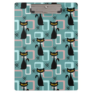 Pranchetas padrão de gatos pretos do meio século