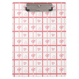 Pranchetas Padrão de Grade de Coração Rosa Fofo