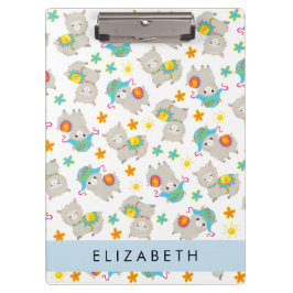 Pranchetas Padrão De Lhamas, Alpacas, Flores, Seu Nome