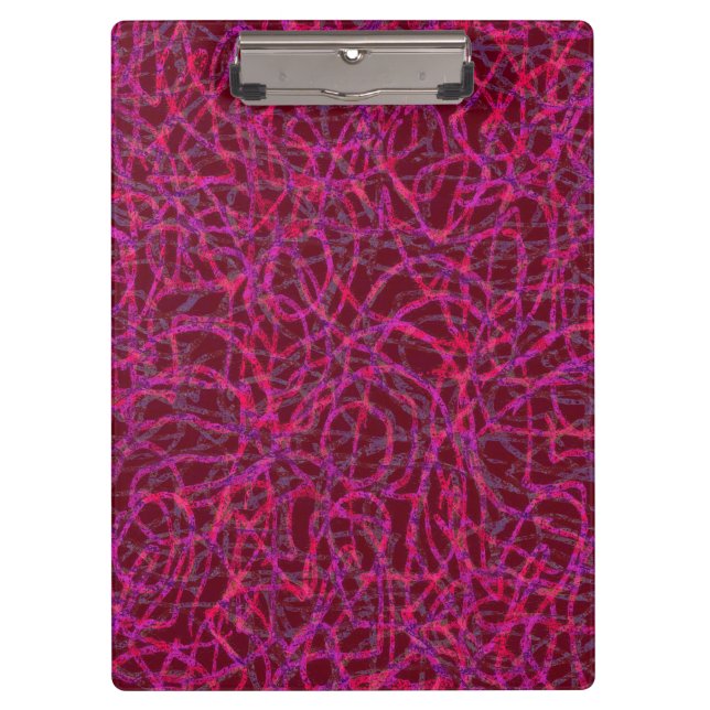 Pranchetas Padrão de linhas rabiscadas vermelho e roxo (Frente)