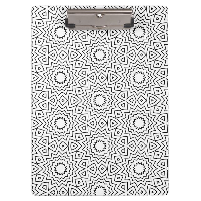 Pranchetas Padrão de Mandala Geométrico Preto e Branco Modern (Frente)