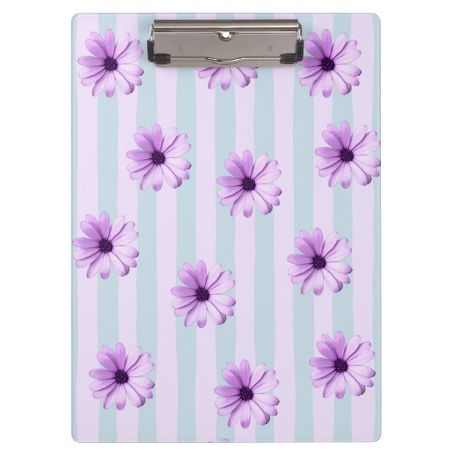 Pranchetas padrão de margarida listrada de azul e roxo (Frente)
