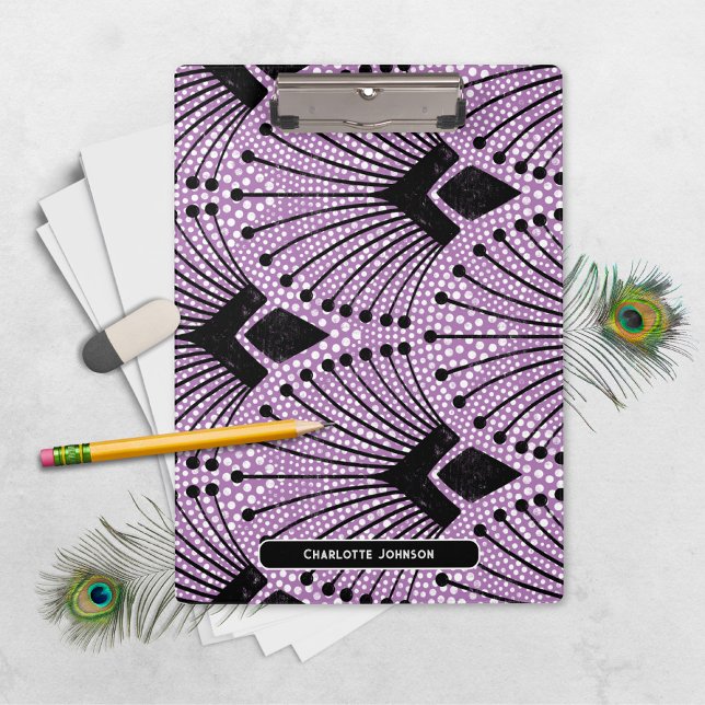 Pranchetas Padrão de Pavão Púrpura da Arte Elegante (Elegant Art Deco Purple Peacock Pattern Clipboard ©Susanne Sachers - Sunny Mind 🌞)