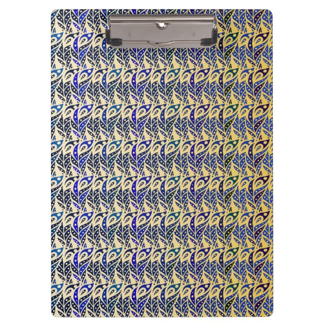 Pranchetas Padrão de penas de pavão azul e dourado (Frente)