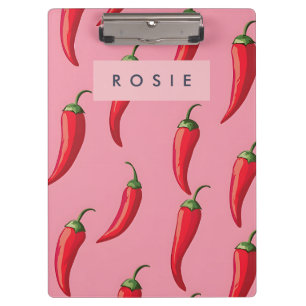 Pranchetas Padrão de Pimenta Vermelha Picante em Fundo Rosa