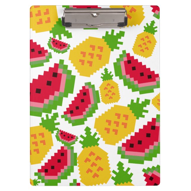 Pranchetas Padrão de Pixel de Melancia Tropical e Abacaxi (Frente)