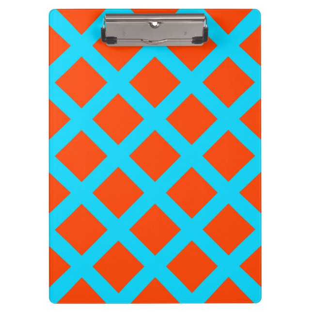 Pranchetas Padrão de Quadrados Laranja Ousado e Azul Turquesa (Frente)