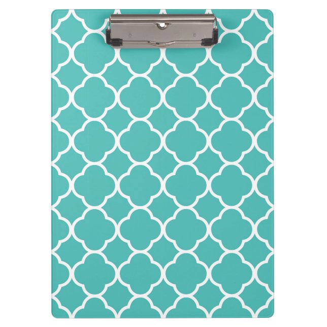 Pranchetas Padrão de Quatrefoil Azul-Verde (Frente)