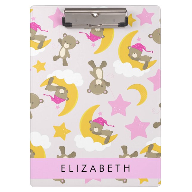 Pranchetas Padrão De Ursos, Ursos De Teddy, Estrelas, Seu Nom (Frente)