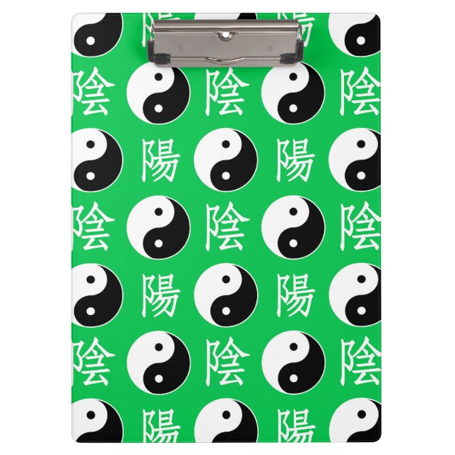 Pranchetas Padrão de Yinyang Chinês de Fundo Verde (Frente)