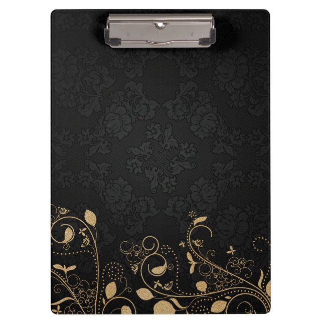 Pranchetas Padrão Decorativo Preto e Dourado (Frente)