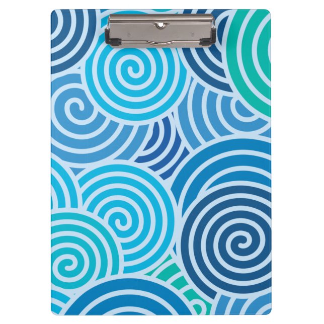 Pranchetas Padrão Espiral Azul Moderno (Frente)