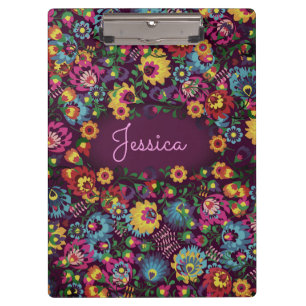 Pranchetas Padrão Floral Atarefado Colorido Roxo Personalizad