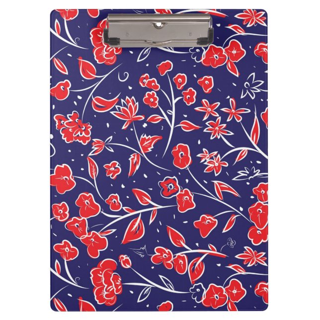 Pranchetas Padrão Floral Azul e Vermelho (Frente)