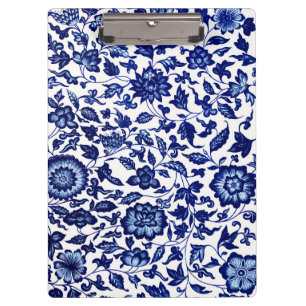 Pranchetas Padrão floral azul-marinho chinês em branco
