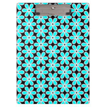 Padrão Floral Azul Turquesa e Preto