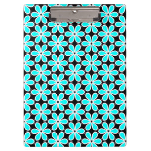 Pranchetas Padrão Floral Azul Turquesa e Preto