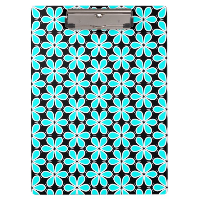 Pranchetas Padrão Floral Azul Turquesa e Preto (Frente)