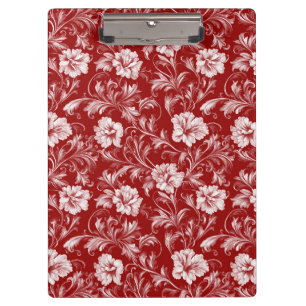 Pranchetas Padrão Floral Barroco Monocromático, Branco em Ver