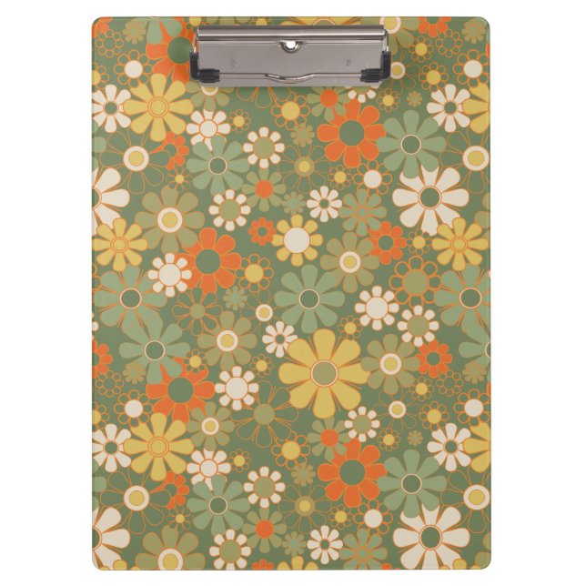 Pranchetas Padrão Floral Boho Retro dos Anos 70 (Frente)