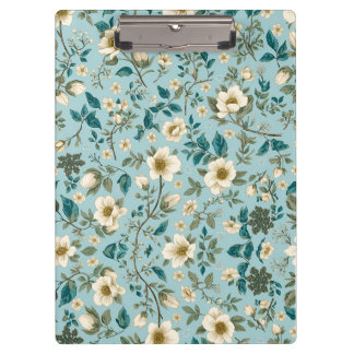 Pranchetas Padrão Floral Botânico Azul e Branco Escritório Ch