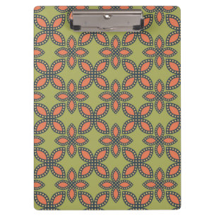 Pranchetas Padrão Floral de Abstrato cor verde e laranja retr