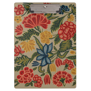 Pranchetas Padrão Floral de Crewel Vermelho e Dourado Vintage