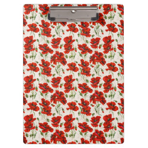 Pranchetas Padrão Floral de Papoula Vermelha Vintage Arte Bot