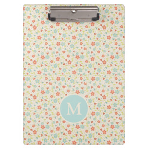 Pranchetas Padrão Floral de Primavera Pastel Monograma Bonito