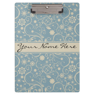 Pranchetas Padrão Floral Personalizado de Azul Pastel e Taupe