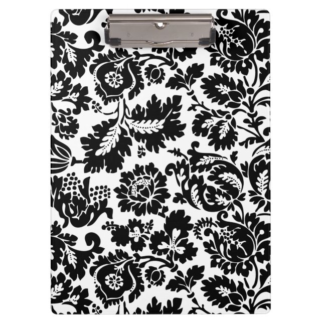 Pranchetas Padrão Floral Veneziano Preto e Branco de William  (Frente)