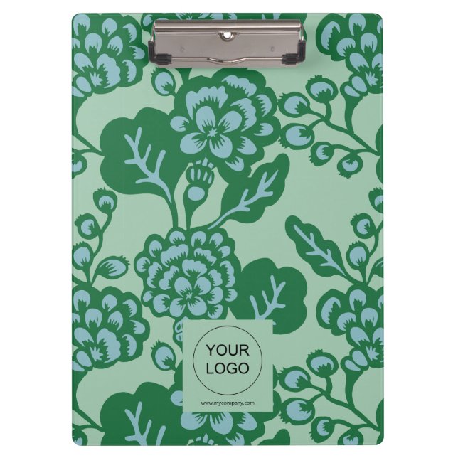 Pranchetas Padrão Floral Verde e Azul Vibrante e Negrito (Frente)